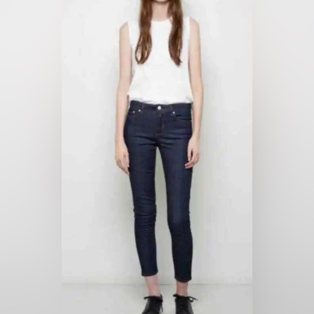 Acne Studios Womens Low Rise Raw Reform Blue Skinny Stretch Jeans Size 27